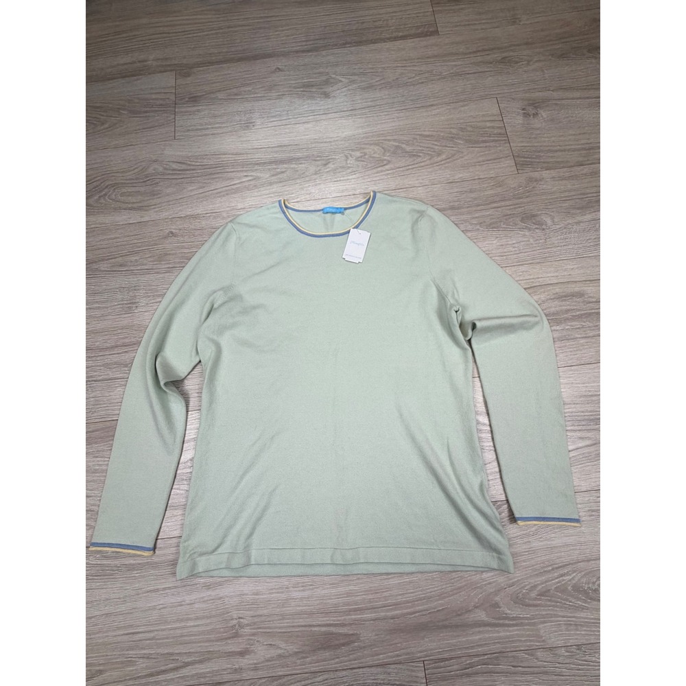 J.McLaughlin Poet Sweater Womens L Pewter Sage Green Contrast Trim NWT